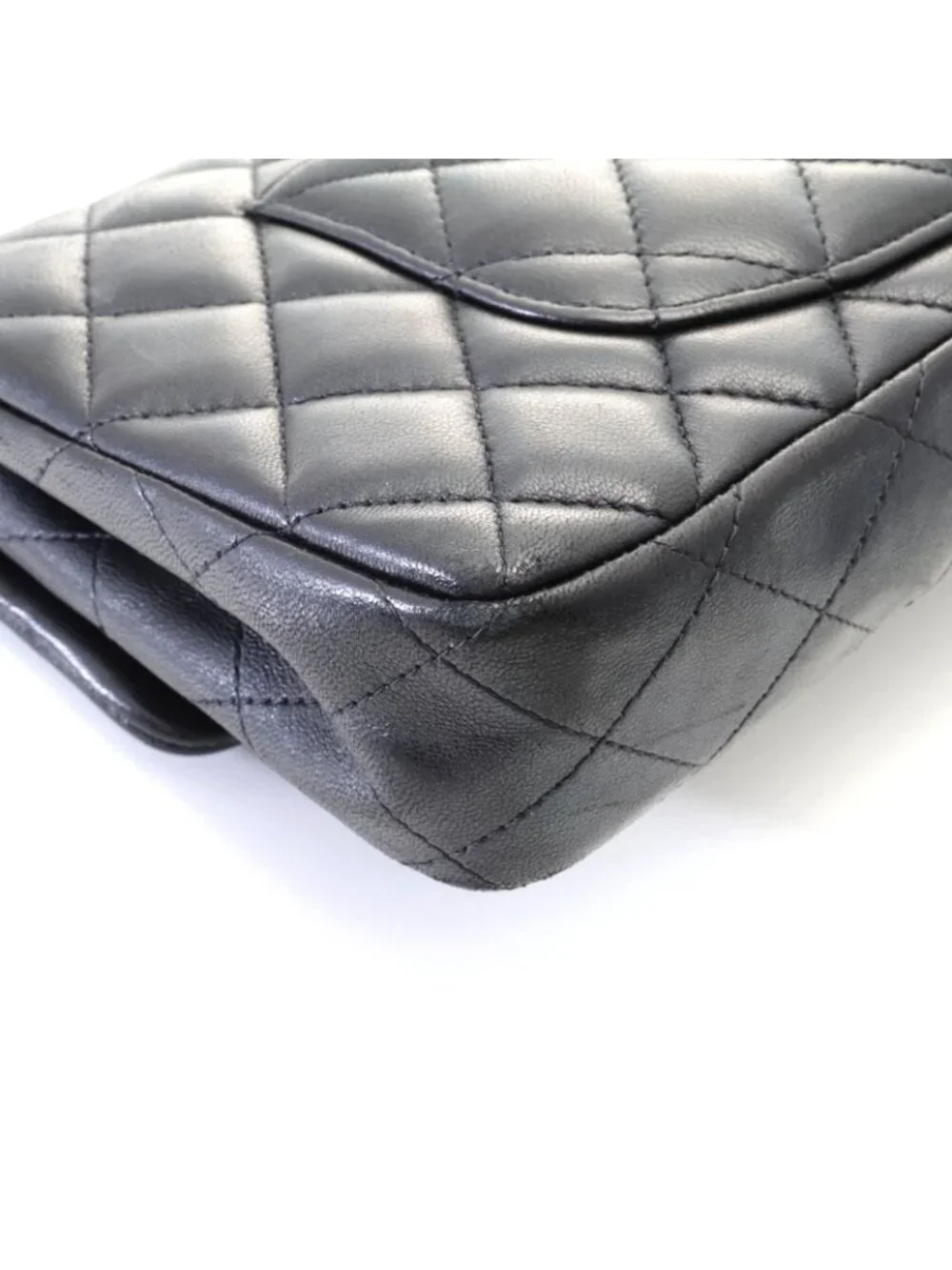 Chanel Quilted Chain Shoulder Black Silver Lambskin Bag